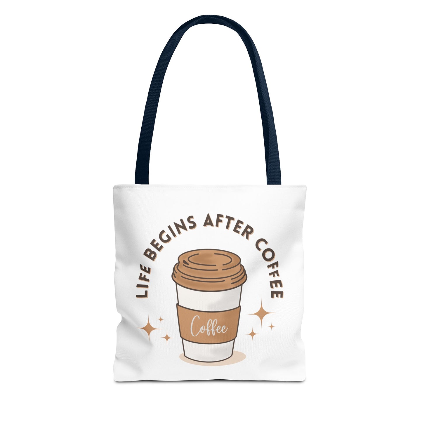 Coffee Lover Tote Bag - Life Begins After Coffee, Canvas Shoulder Bag, Reusable Grocery Bag, Gift for Her, Cute Tote for Work