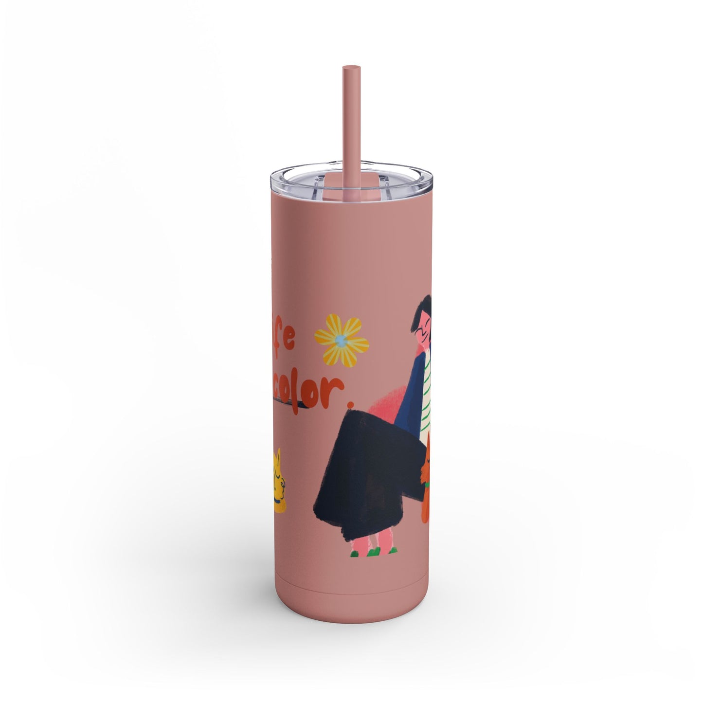 Vibrant Tumbler, Colorful Insulated Drinkware, Perfect Gift for Cat Lovers, Encouraging Mugs for Home and Office, Fun Female Gifting