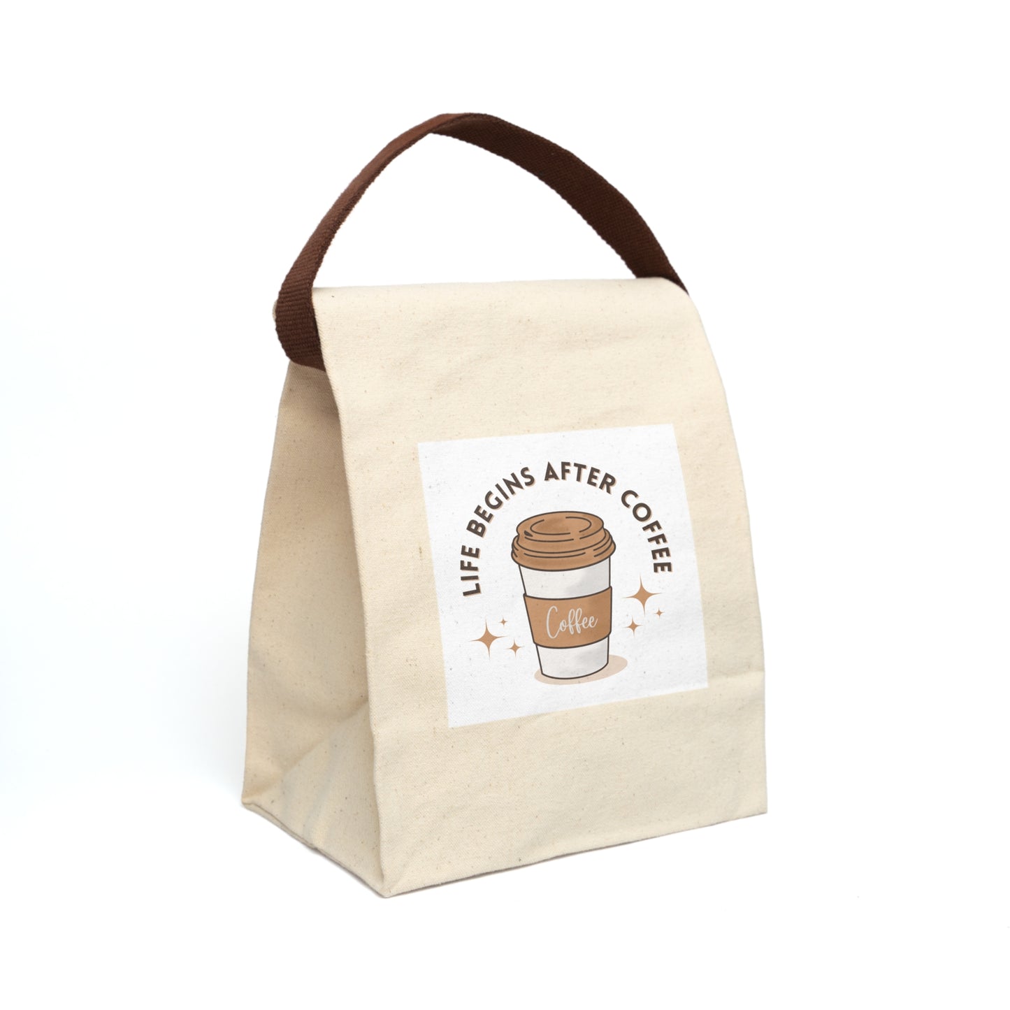 Coffee Lovers Canvas Lunch Bag, Reusable Tote, Eco-Friendly Snack Carrier, Gift for Teachers, Stylish Lunchbox