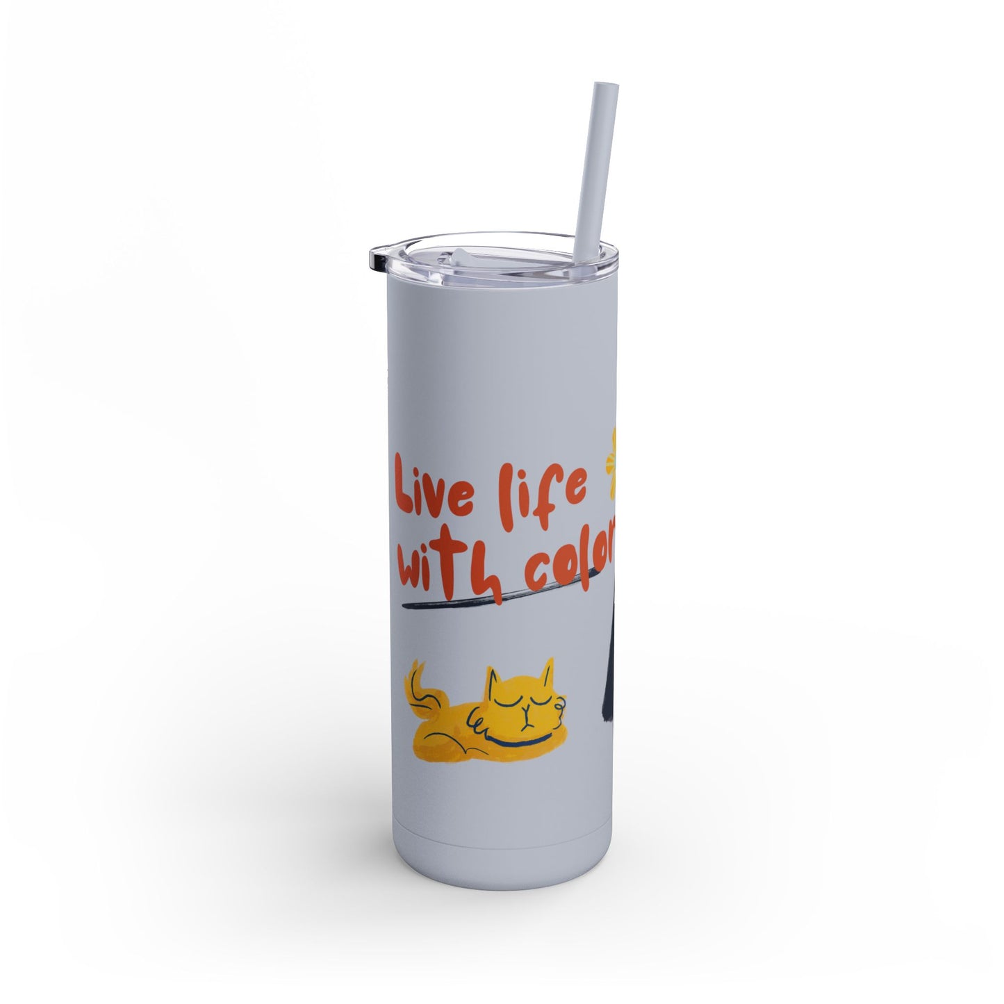 Vibrant Tumbler, Colorful Insulated Drinkware, Perfect Gift for Cat Lovers, Encouraging Mugs for Home and Office, Fun Female Gifting