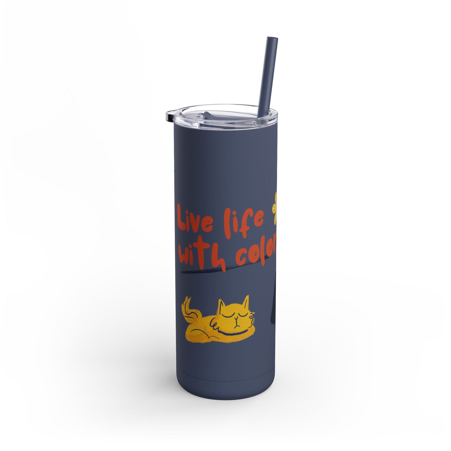 Vibrant Tumbler, Colorful Insulated Drinkware, Perfect Gift for Cat Lovers, Encouraging Mugs for Home and Office, Fun Female Gifting