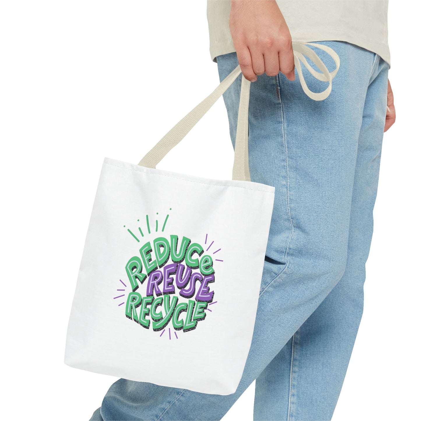 Eco-Friendly Tote Bag - Reduce Reuse Recycle, Shopping Bag, Grocery Tote, Beach Bag, Sustainable Gift