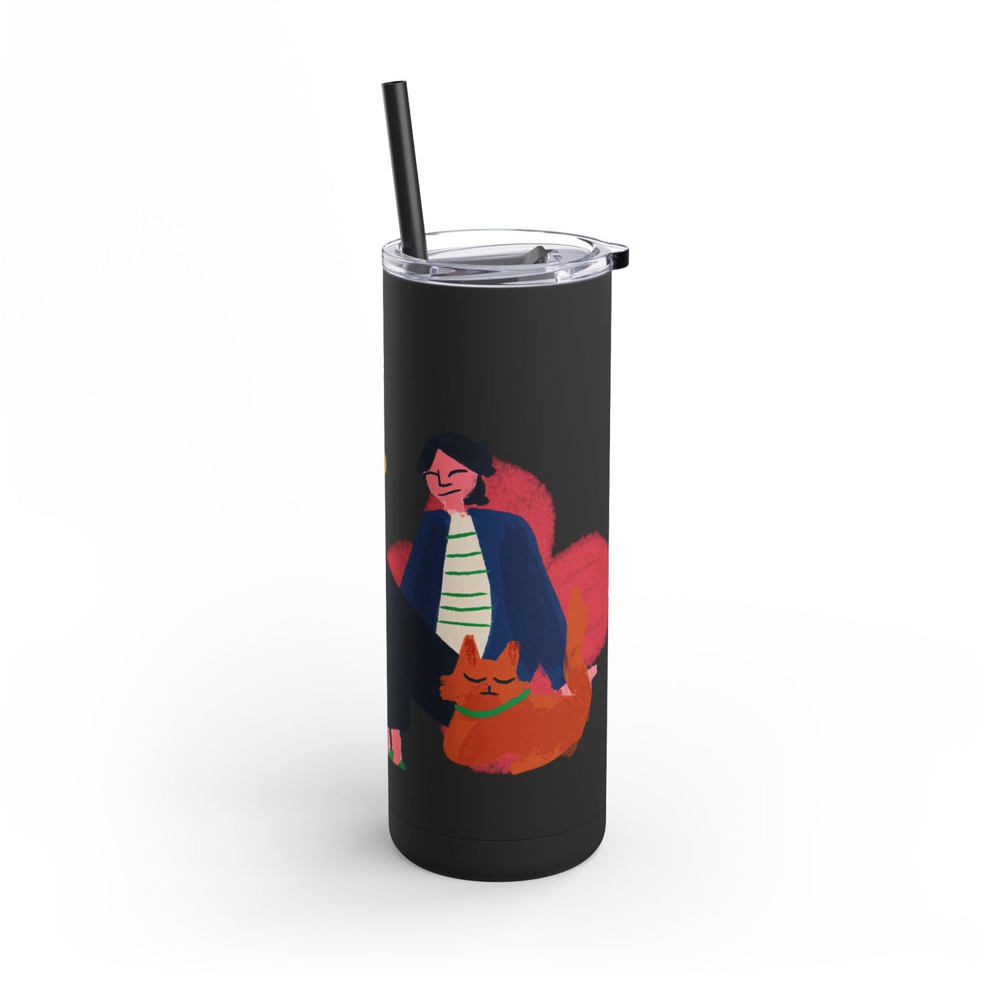 Vibrant Tumbler, Colorful Insulated Drinkware, Perfect Gift for Cat Lovers, Encouraging Mugs for Home and Office, Fun Female Gifting