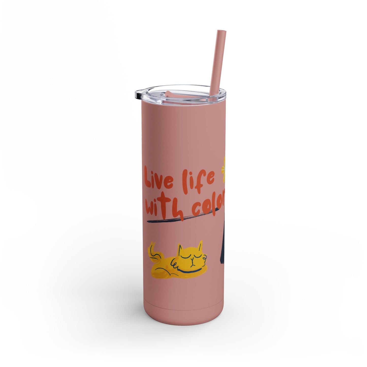 Vibrant Tumbler, Colorful Insulated Drinkware, Perfect Gift for Cat Lovers, Encouraging Mugs for Home and Office, Fun Female Gifting