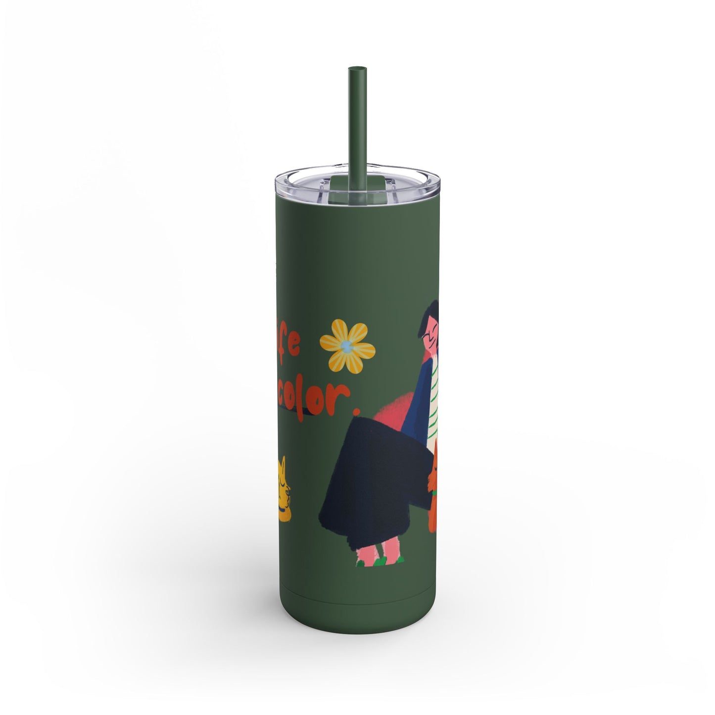 Vibrant Tumbler, Colorful Insulated Drinkware, Perfect Gift for Cat Lovers, Encouraging Mugs for Home and Office, Fun Female Gifting
