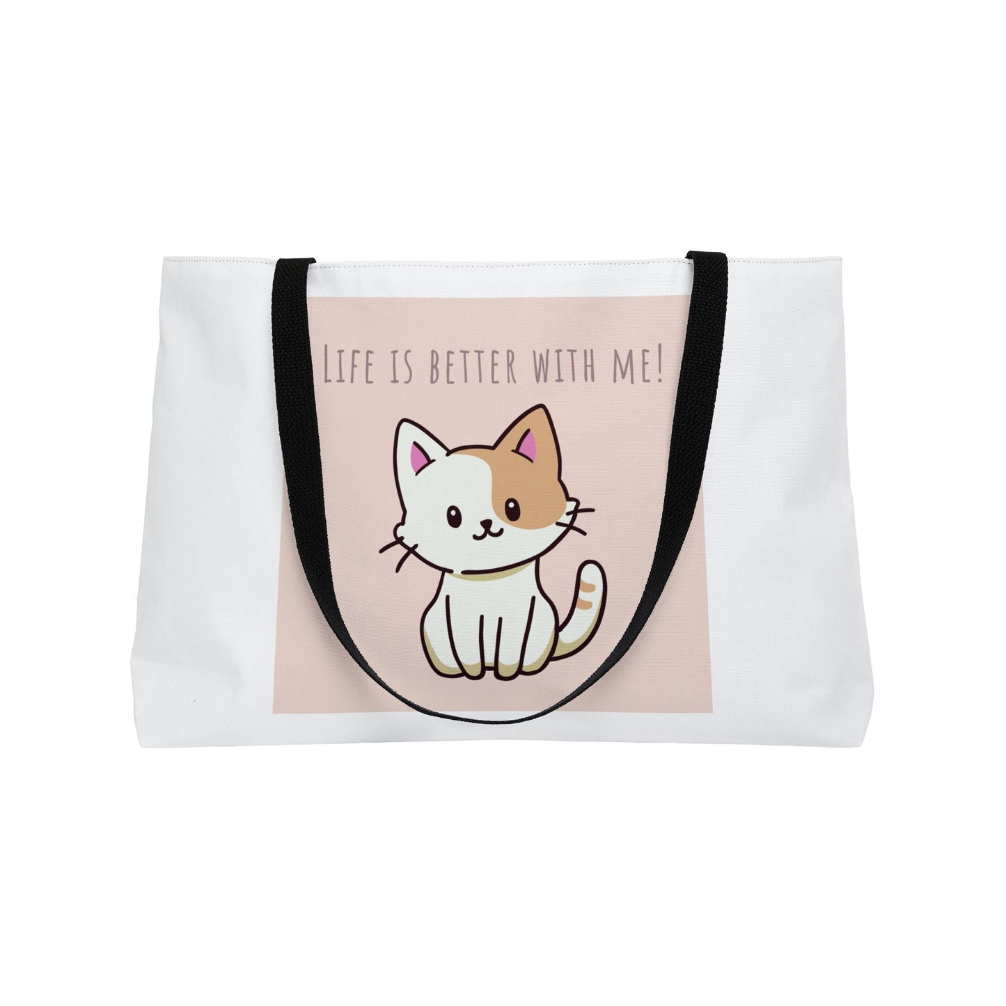 Cat Weekender Tote Bag | Life is Better With Me | Pet Lovers Travel Essentials Gift