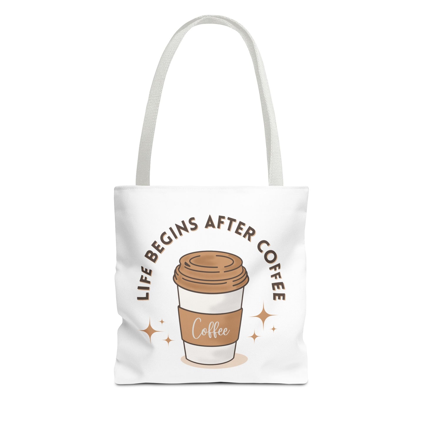 Coffee Lover Tote Bag - Life Begins After Coffee, Canvas Shoulder Bag, Reusable Grocery Bag, Gift for Her, Cute Tote for Work