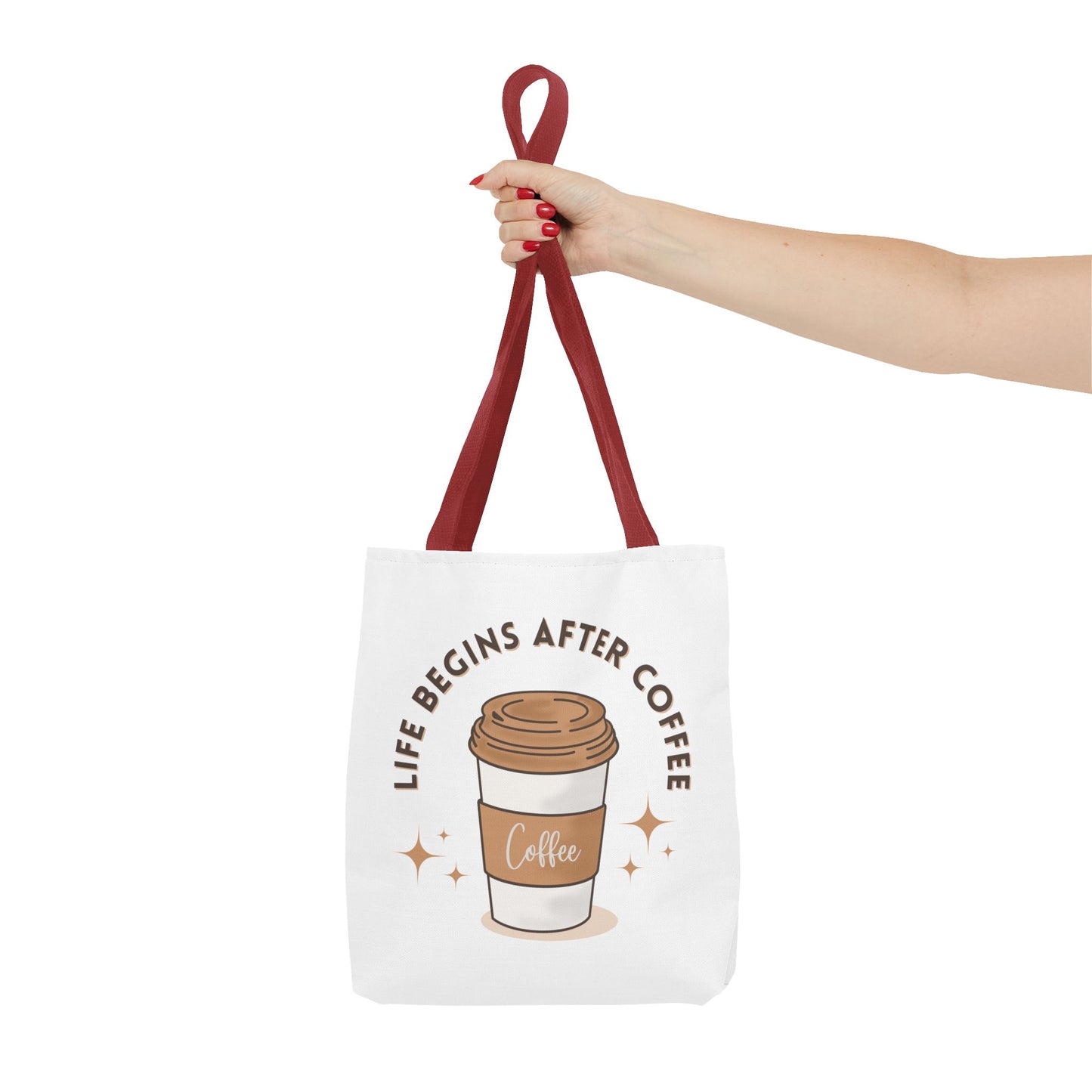 Coffee Lover Tote Bag - Life Begins After Coffee, Canvas Shoulder Bag, Reusable Grocery Bag, Gift for Her, Cute Tote for Work