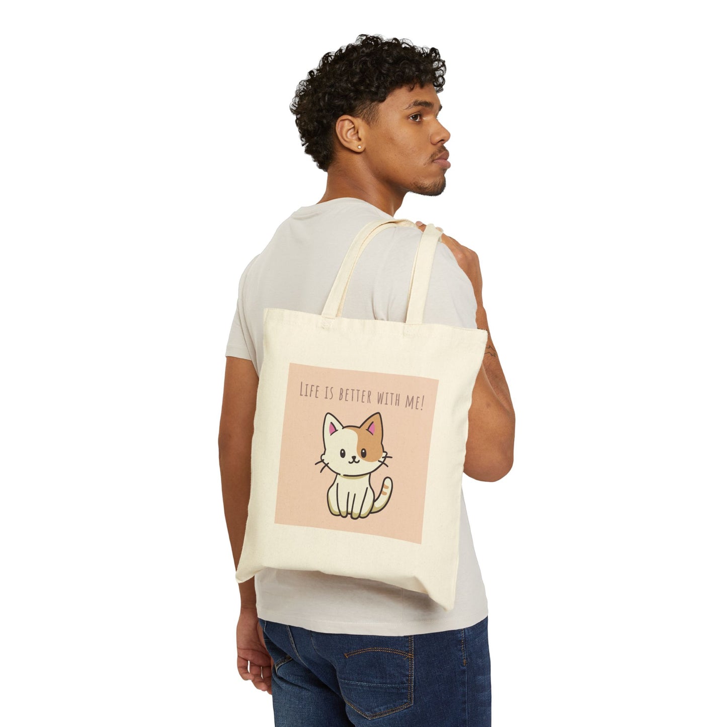 Cute Cat Quote Tote Bag, Eco-Friendly Reusable Shopping Bag, Pet Lover Gift, Funny Cat Lover Accessory, Birthday Gift, Everyday Use