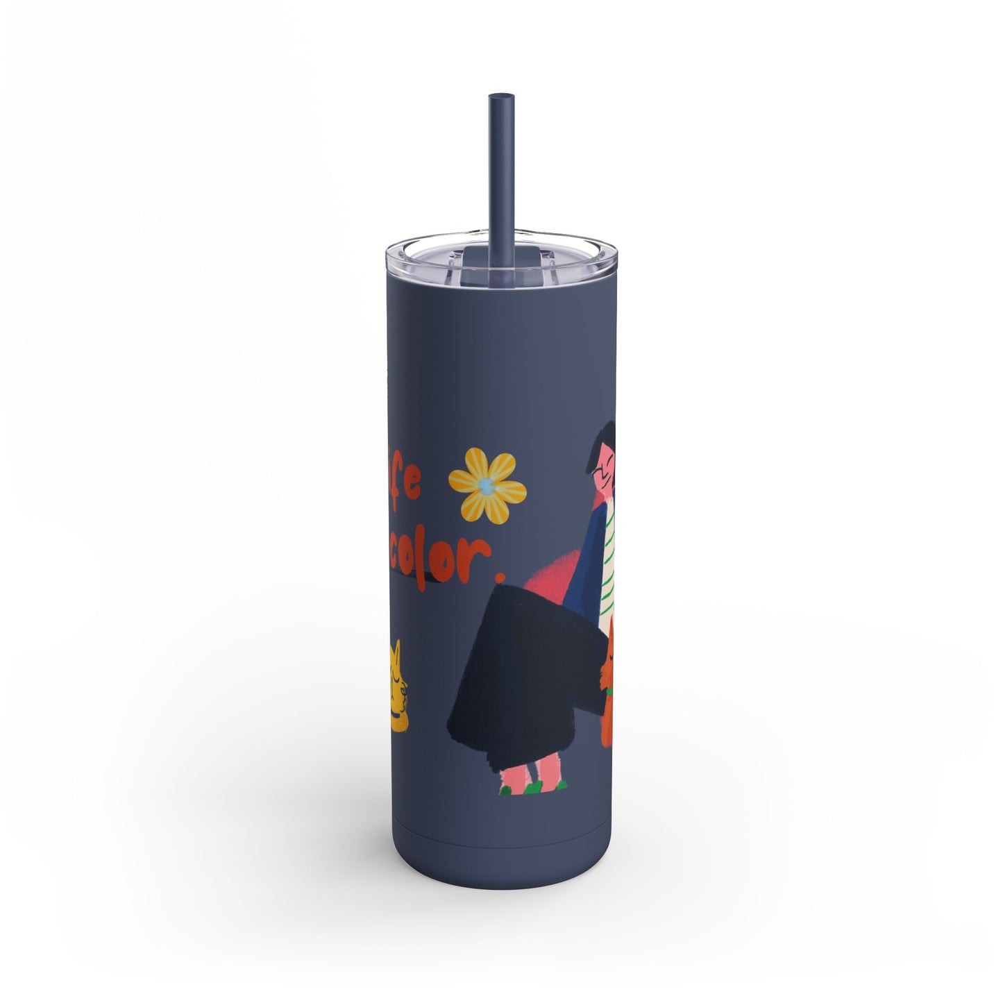 Vibrant Tumbler, Colorful Insulated Drinkware, Perfect Gift for Cat Lovers, Encouraging Mugs for Home and Office, Fun Female Gifting