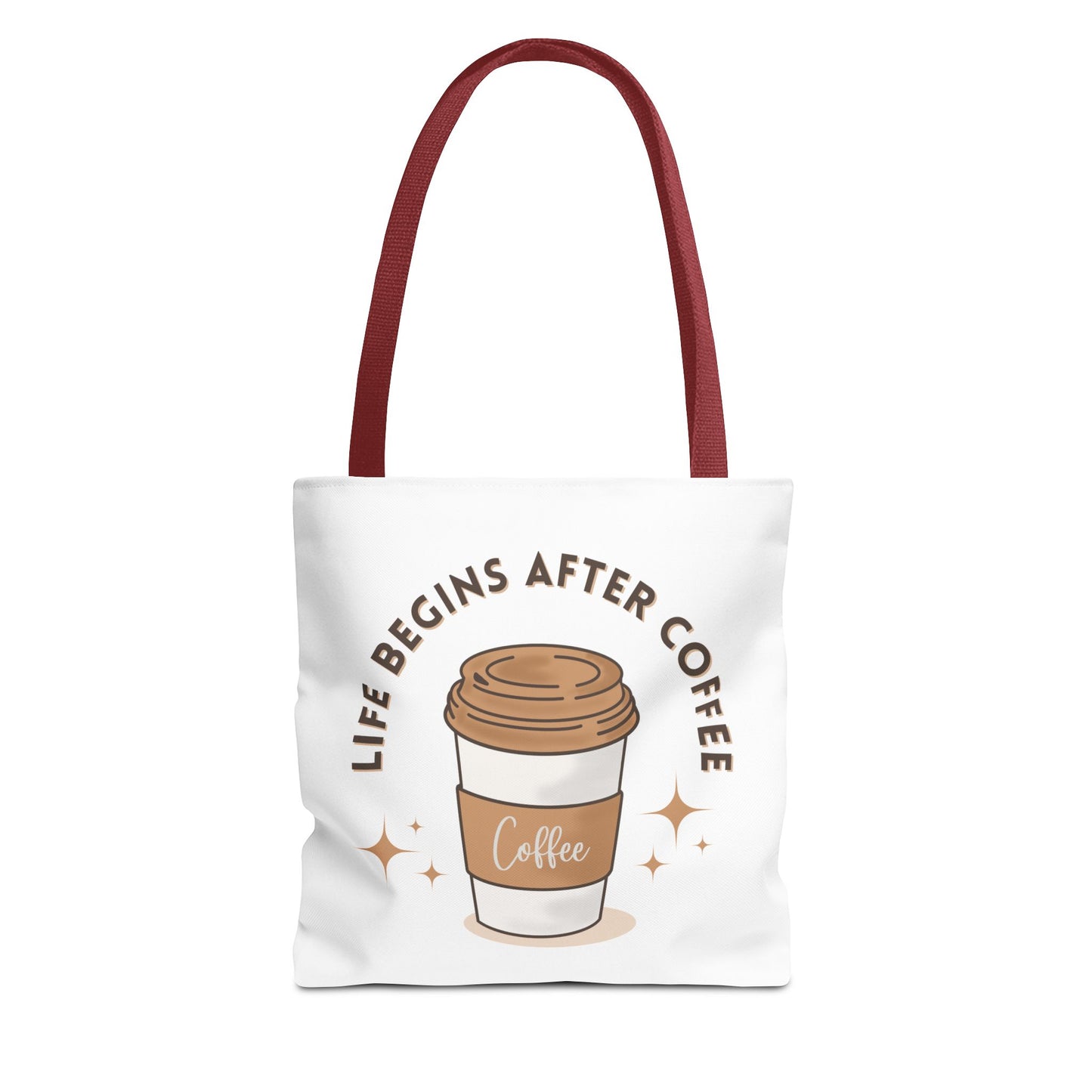 Coffee Lover Tote Bag - Life Begins After Coffee, Canvas Shoulder Bag, Reusable Grocery Bag, Gift for Her, Cute Tote for Work