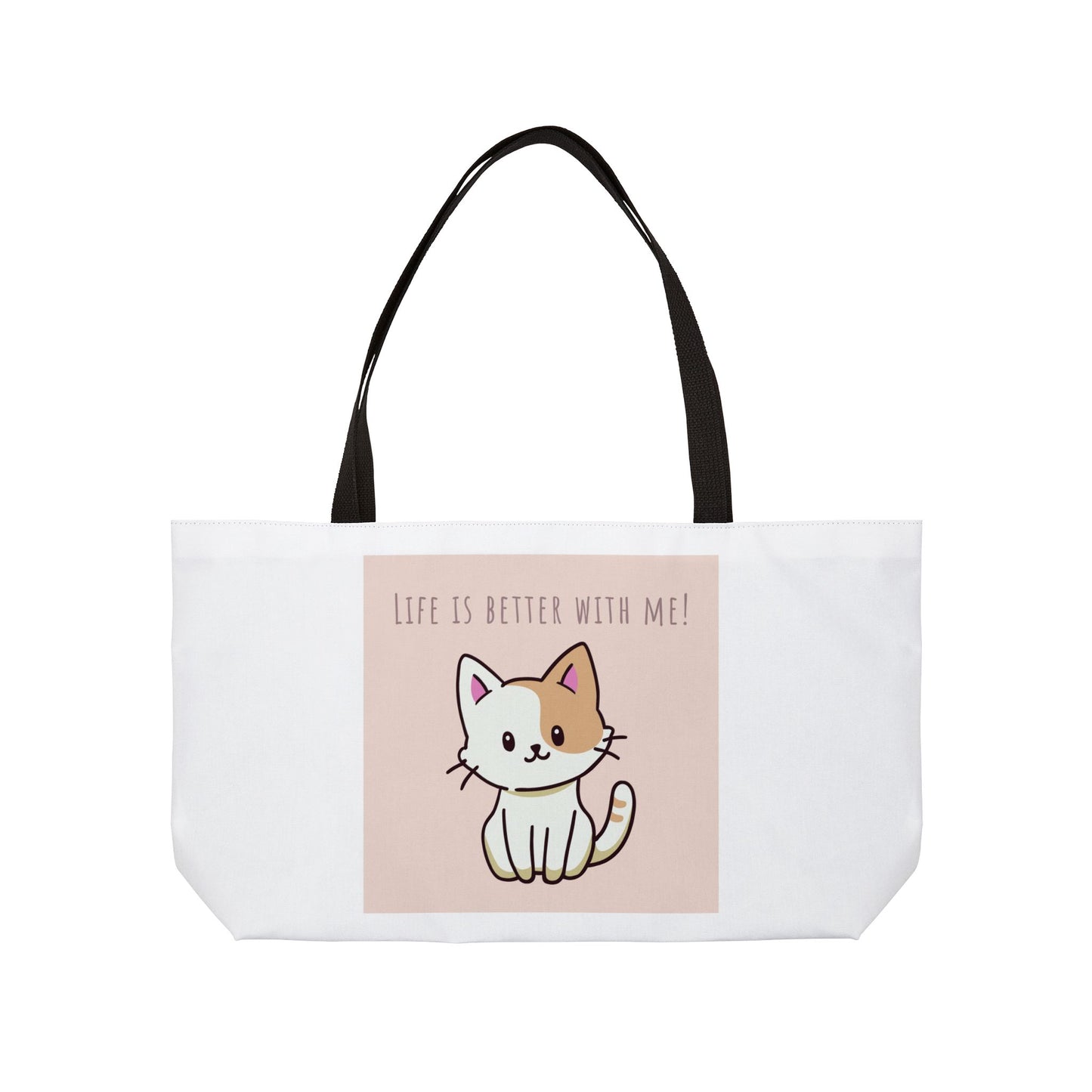 Cat Weekender Tote Bag | Life is Better With Me | Pet Lovers Travel Essentials Gift