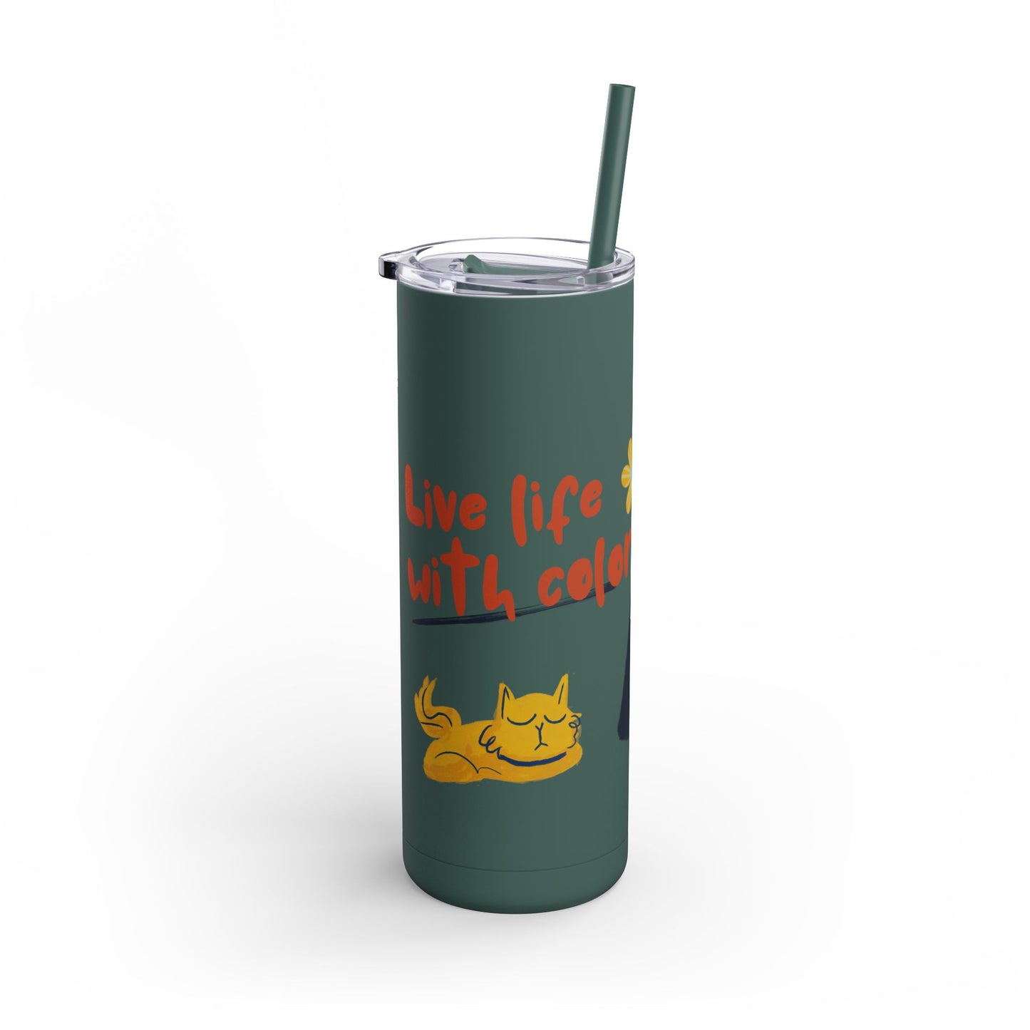 Vibrant Tumbler, Colorful Insulated Drinkware, Perfect Gift for Cat Lovers, Encouraging Mugs for Home and Office, Fun Female Gifting