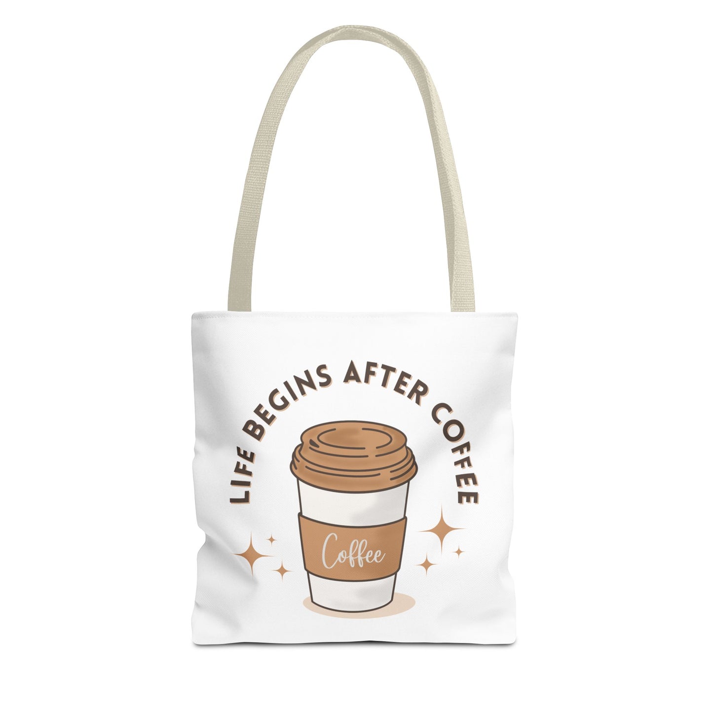 Coffee Lover Tote Bag - Life Begins After Coffee, Canvas Shoulder Bag, Reusable Grocery Bag, Gift for Her, Cute Tote for Work