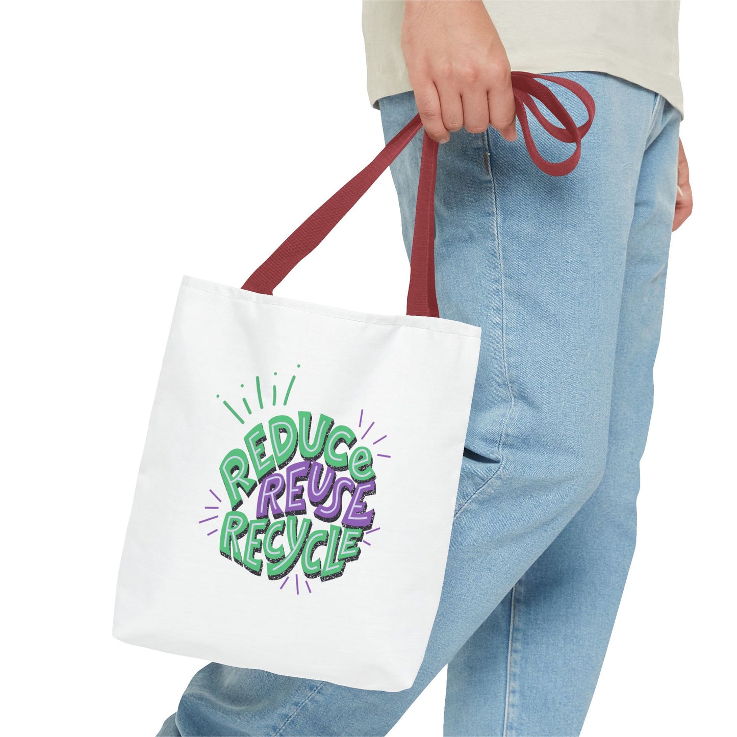 Eco-Friendly Tote Bag - Reduce Reuse Recycle, Shopping Bag, Grocery Tote, Beach Bag, Sustainable Gift