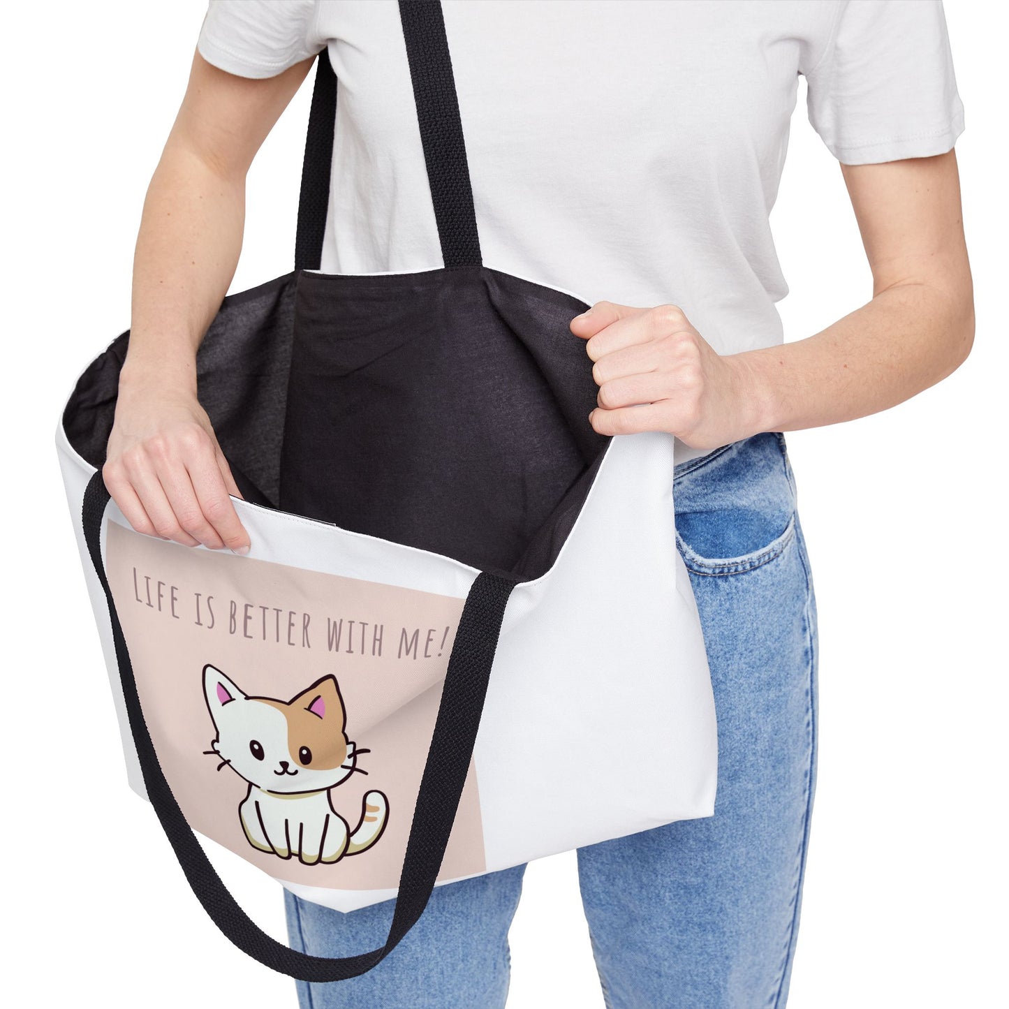 Cat Weekender Tote Bag | Life is Better With Me | Pet Lovers Travel Essentials Gift