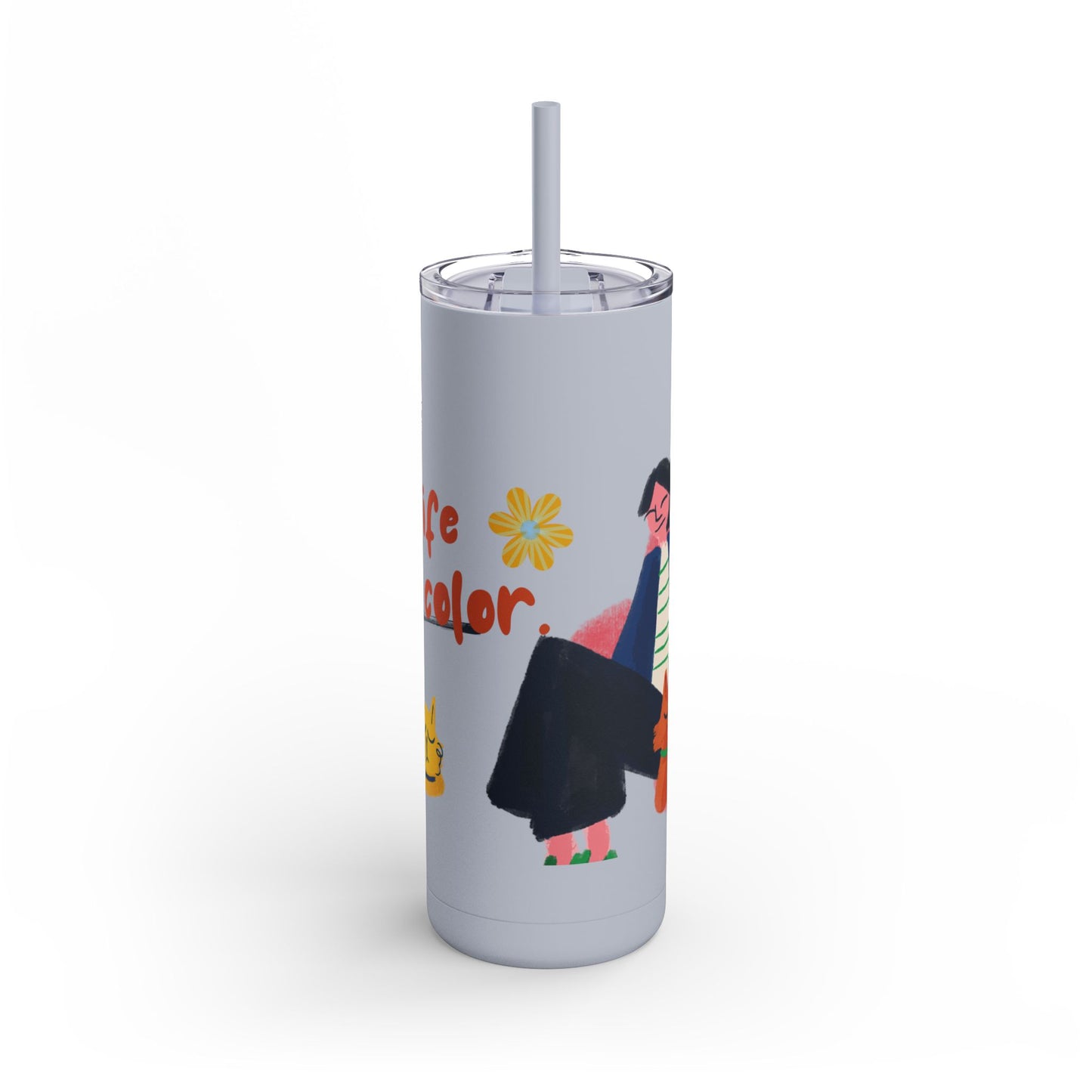 Vibrant Tumbler, Colorful Insulated Drinkware, Perfect Gift for Cat Lovers, Encouraging Mugs for Home and Office, Fun Female Gifting