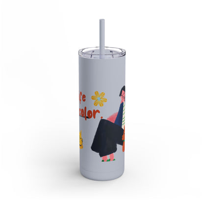 Vibrant Tumbler, Colorful Insulated Drinkware, Perfect Gift for Cat Lovers, Encouraging Mugs for Home and Office, Fun Female Gifting