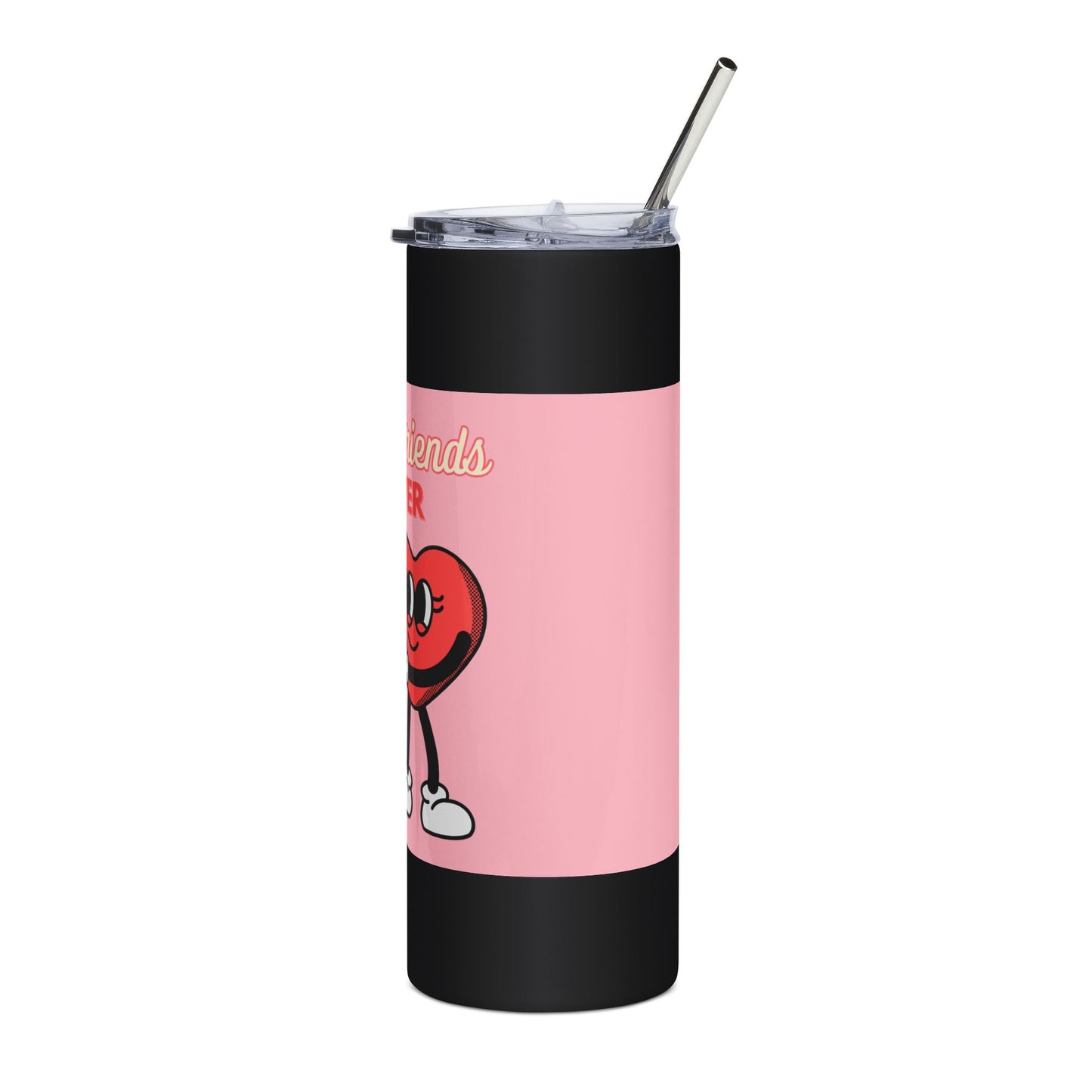 Best Friends Forever Stainless Steel Tumbler, 20oz, Gift for Bestie, Friendship Gift, Cute Travel Mug, Pink Hearts Mug, BFF Drinkware