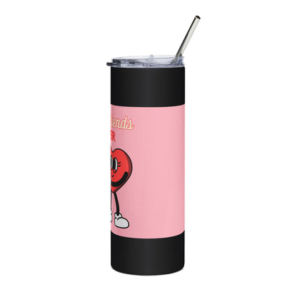 Best Friends Forever Stainless Steel Tumbler, 20oz, Gift for Bestie, Friendship Gift, Cute Travel Mug, Pink Hearts Mug, BFF Drinkware