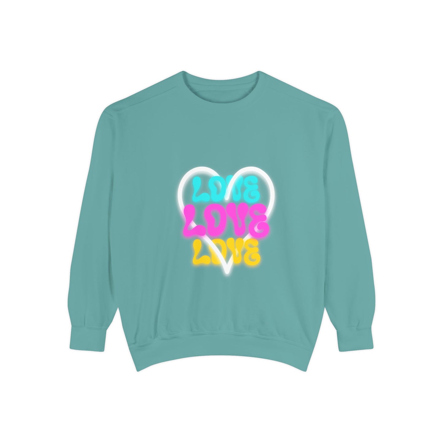 Valentine Unisex Garment-Dyed Sweatshirt - Love Gift, Heart Print Jumper, Valentine's Day Apparel, Romantic Pullover, Couples Matching Shirt