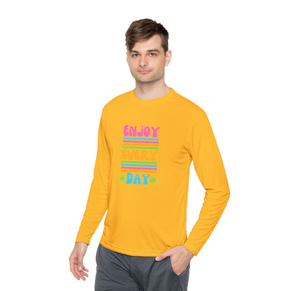 Unisex Lightweight Long Sleeve Tee - Enjoy Every Day, Casual Shirt, Gift for Her, Mindfulness Apparel, Positive Message T-Shirt