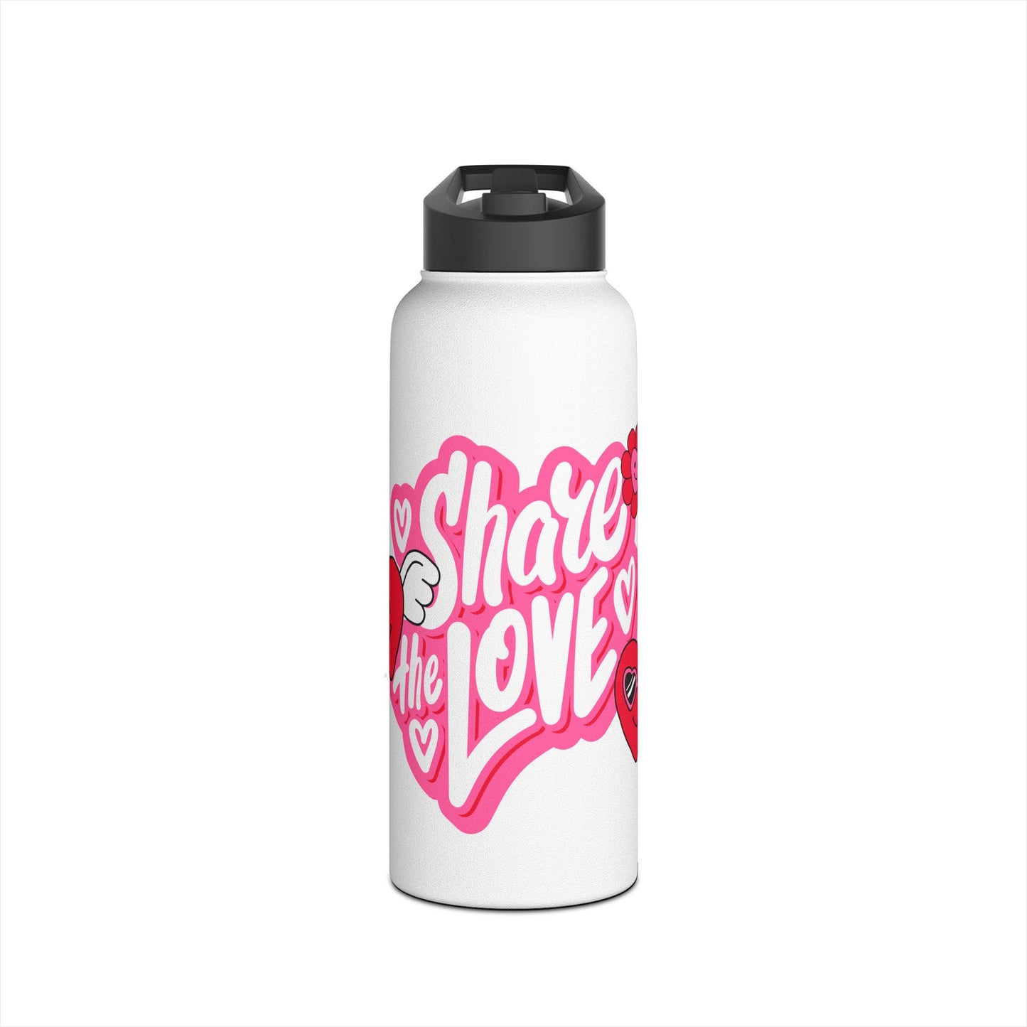 Share the Love Stainless Steel Water Bottle | Cute Water Bottle, Motivational Gift, Fitness Hydration, Valentine’s Day, Eco-Friendly