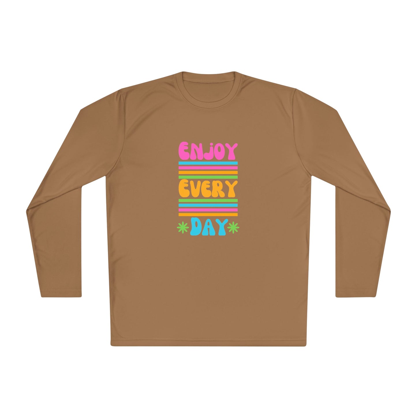 Unisex Lightweight Long Sleeve Tee - Enjoy Every Day, Casual Shirt, Gift for Her, Mindfulness Apparel, Positive Message T-Shirt