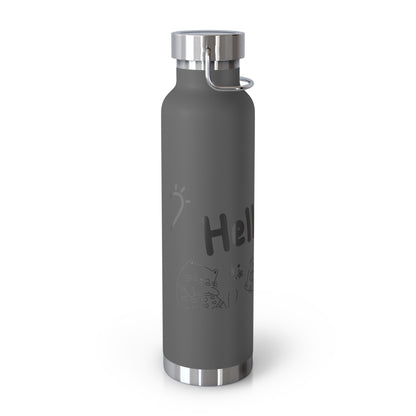 Hello Fun Copper Insulated Water Bottle, 22oz | Travel Mug for Hikers, Perfect for Gifts, Stainless Steel, Eco-Friendly, Gym, Outdoor