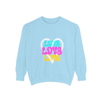 Valentine Unisex Garment-Dyed Sweatshirt - Love Gift, Heart Print Jumper, Valentine's Day Apparel, Romantic Pullover, Couples Matching Shirt