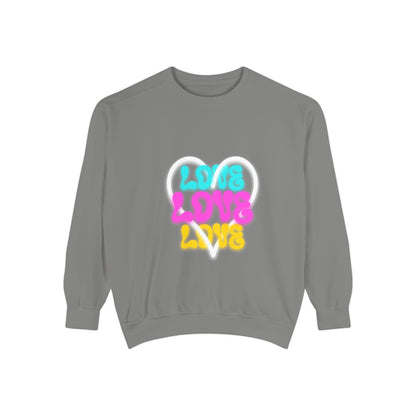 Valentine Unisex Garment-Dyed Sweatshirt - Love Gift, Heart Print Jumper, Valentine's Day Apparel, Romantic Pullover, Couples Matching Shirt