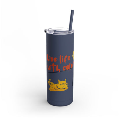 Vibrant Tumbler, Colorful Insulated Drinkware, Perfect Gift for Cat Lovers, Encouraging Mugs for Home and Office, Fun Female Gifting