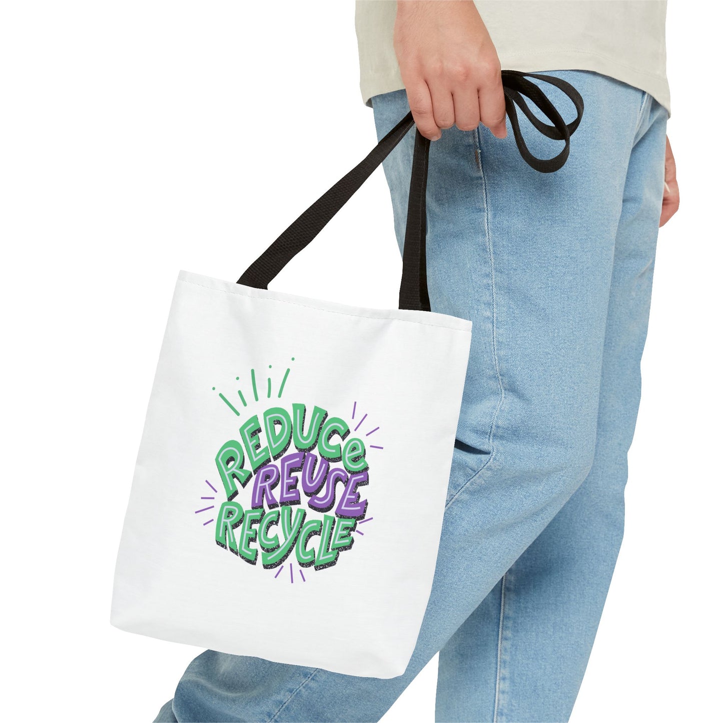 Eco-Friendly Tote Bag - Reduce Reuse Recycle, Shopping Bag, Grocery Tote, Beach Bag, Sustainable Gift