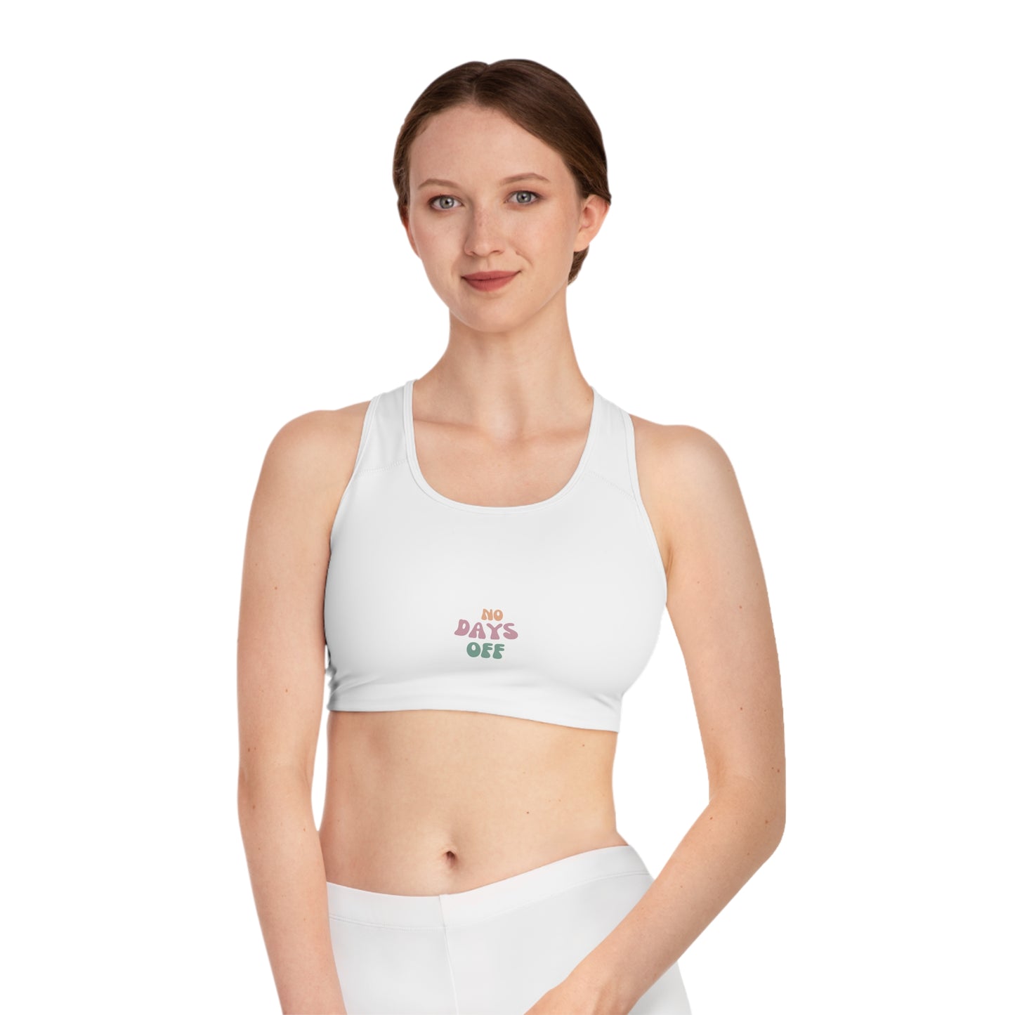 Motivational Sports Bra - No Days Off, Workout Bra, Fitness Apparel, Activewear, Gym Essential