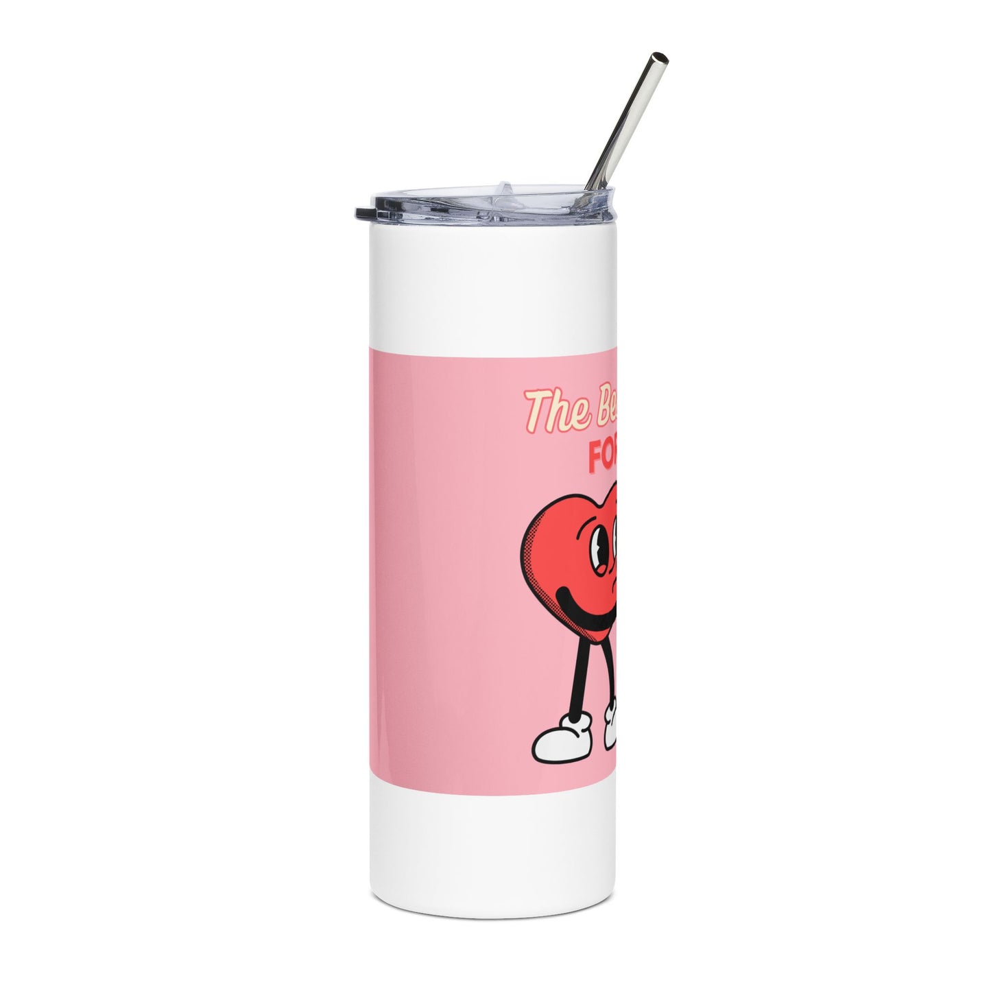 Best Friends Forever Stainless Steel Tumbler, 20oz, Gift for Bestie, Friendship Gift, Cute Travel Mug, Pink Hearts Mug, BFF Drinkware