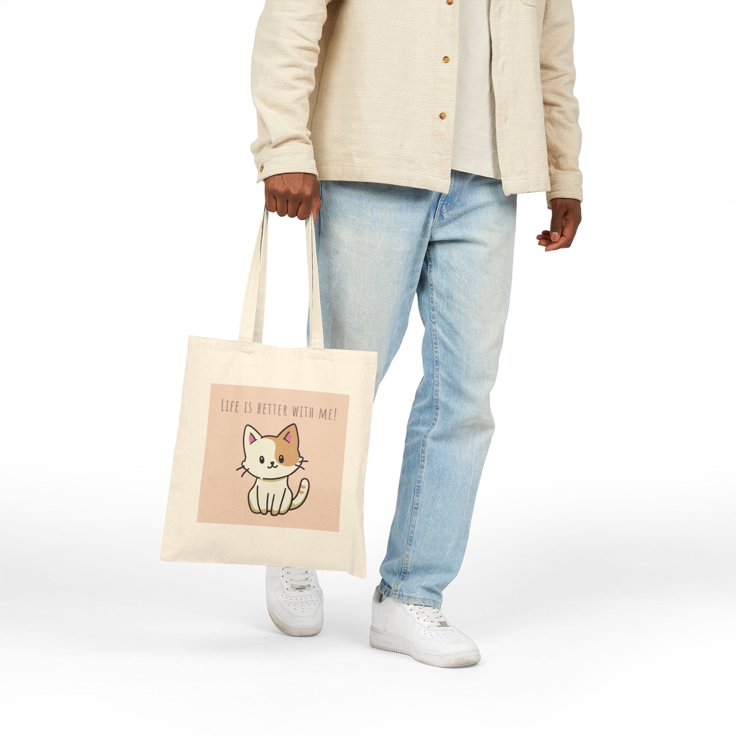 Cute Cat Quote Tote Bag, Eco-Friendly Reusable Shopping Bag, Pet Lover Gift, Funny Cat Lover Accessory, Birthday Gift, Everyday Use
