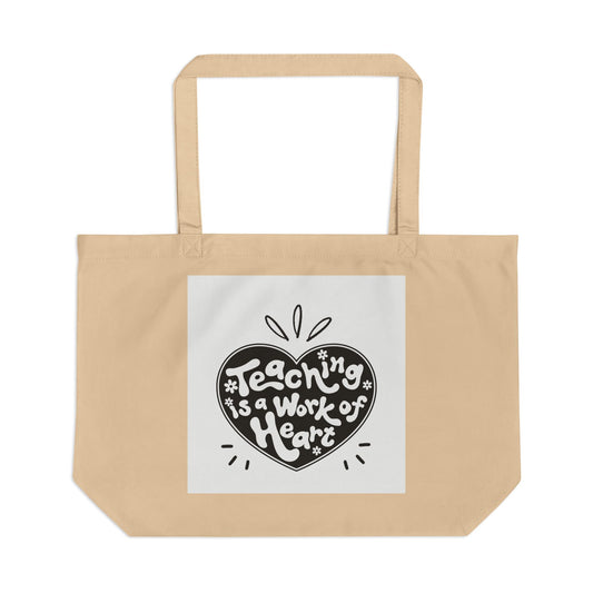 Large Eco Tote for Teachers - 'Teaching is a Work of Heart' - Eco-Friendly Shopping Bag, Gift for Educators, Reusable Tote, [...]
