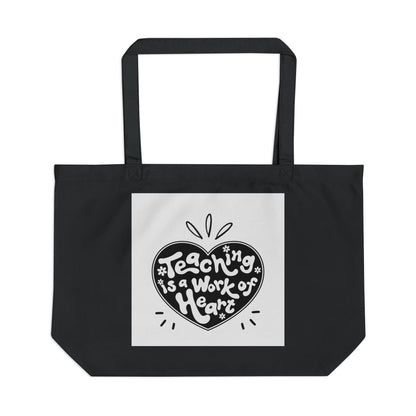 Large Eco Tote for Teachers - 'Teaching is a Work of Heart' - Eco-Friendly Shopping Bag, Gift for Educators, Reusable Tote, [...]