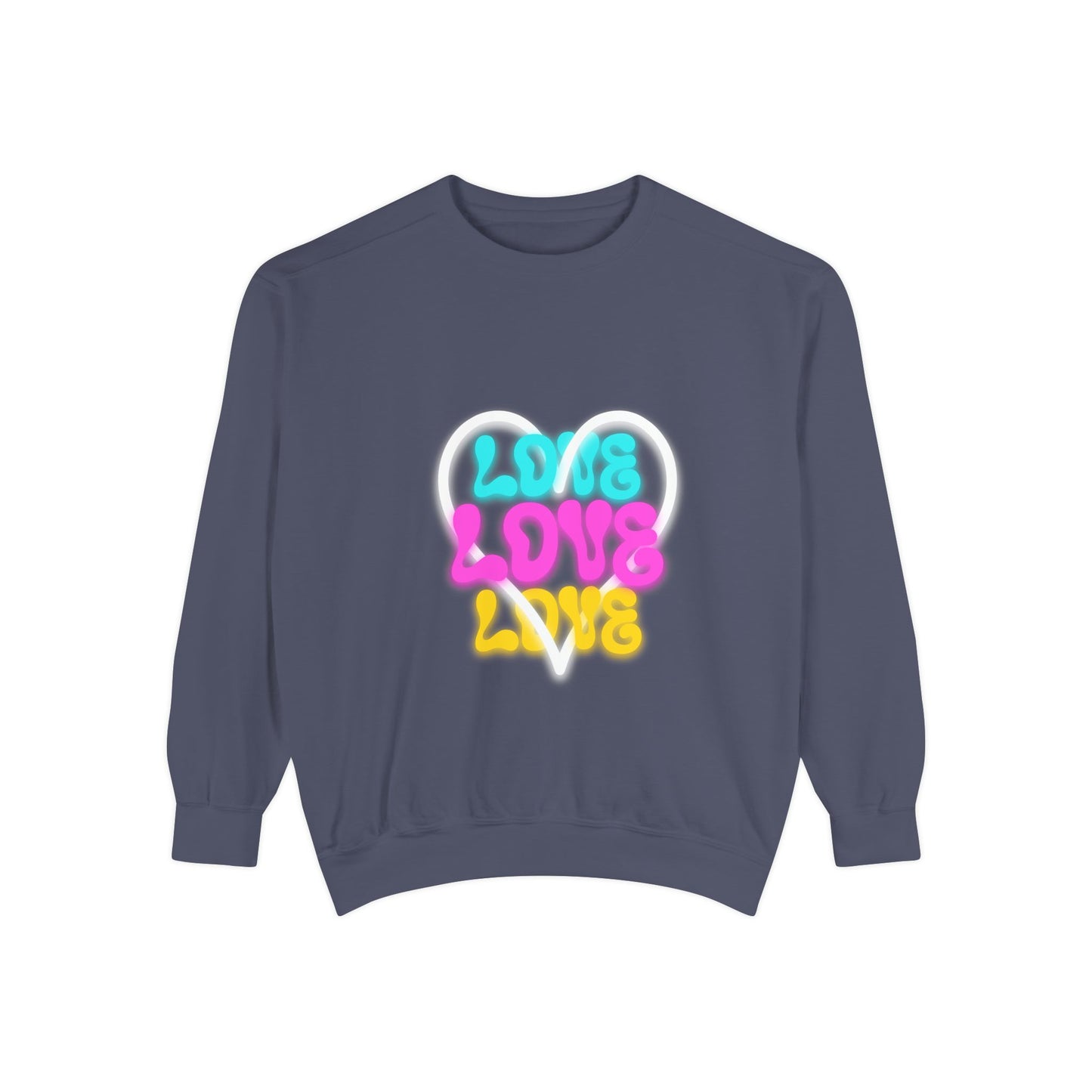 Valentine Unisex Garment-Dyed Sweatshirt - Love Gift, Heart Print Jumper, Valentine's Day Apparel, Romantic Pullover, Couples Matching Shirt