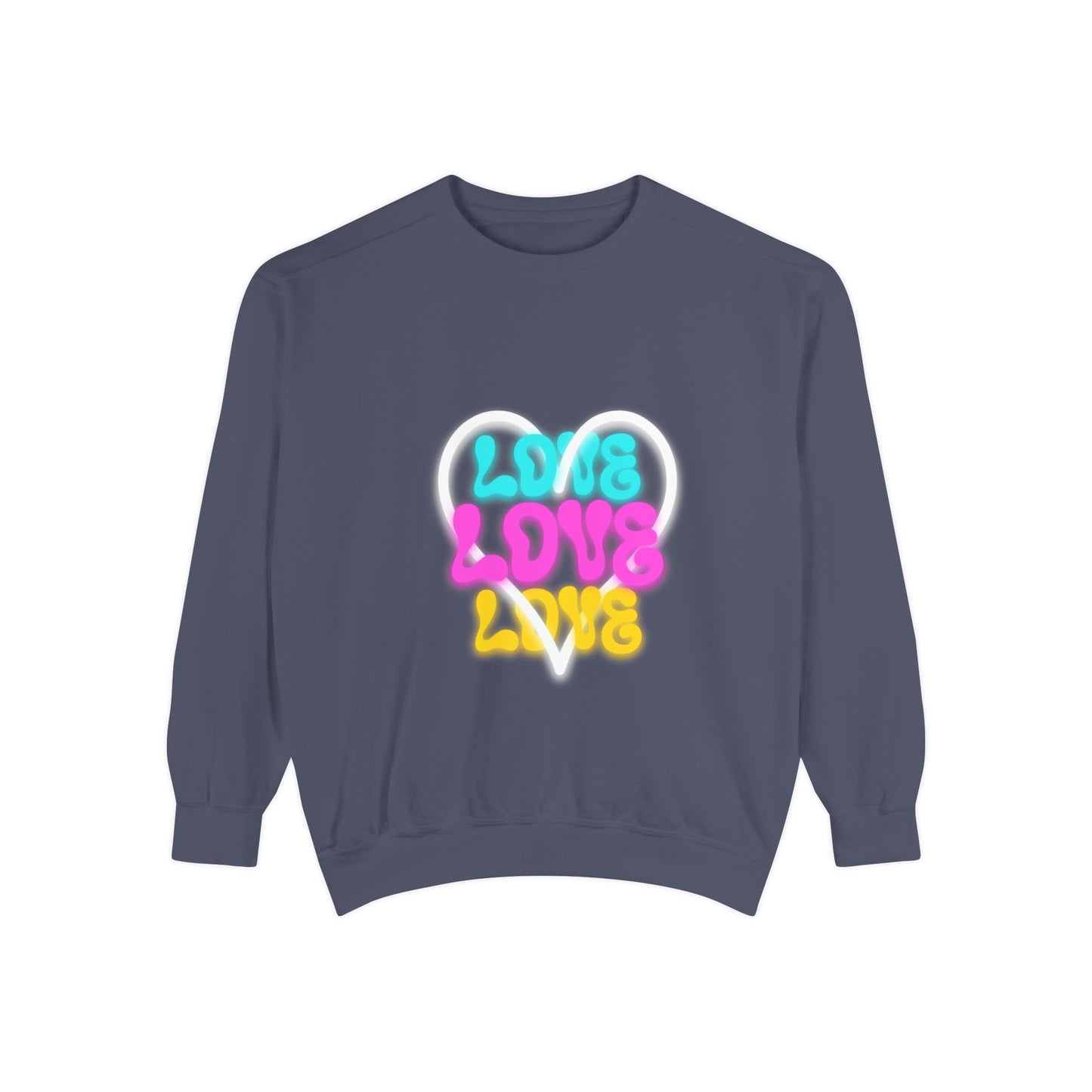 Valentine Unisex Garment-Dyed Sweatshirt - Love Gift, Heart Print Jumper, Valentine's Day Apparel, Romantic Pullover, Couples Matching Shirt