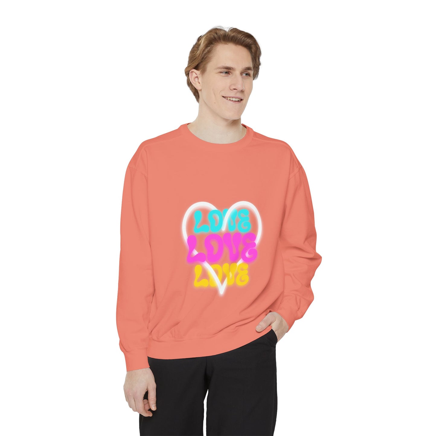 Valentine Unisex Garment-Dyed Sweatshirt - Love Gift, Heart Print Jumper, Valentine's Day Apparel, Romantic Pullover, Couples Matching Shirt