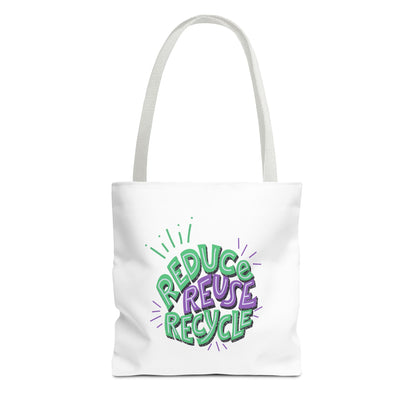 Eco-Friendly Tote Bag - Reduce Reuse Recycle, Shopping Bag, Grocery Tote, Beach Bag, Sustainable Gift