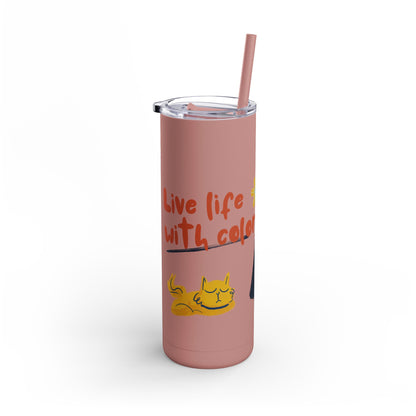 Vibrant Tumbler, Colorful Insulated Drinkware, Perfect Gift for Cat Lovers, Encouraging Mugs for Home and Office, Fun Female Gifting