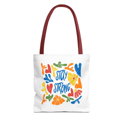 Vibrant Stay Strong Tote Bag, Eco-Friendly Bag, Motivational Gift, Beach Bag, Reusable Grocery Bag