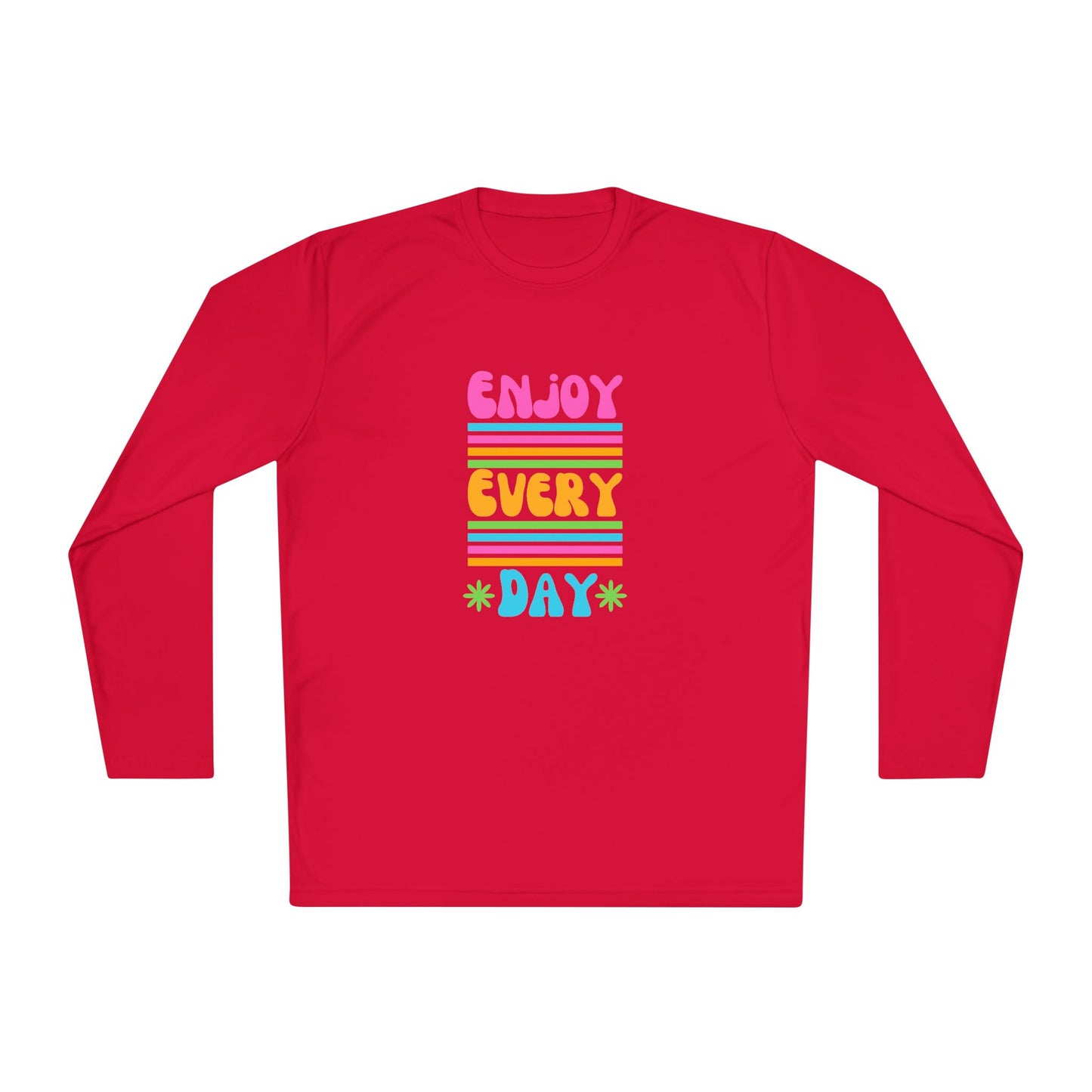 Unisex Lightweight Long Sleeve Tee - Enjoy Every Day, Casual Shirt, Gift for Her, Mindfulness Apparel, Positive Message T-Shirt