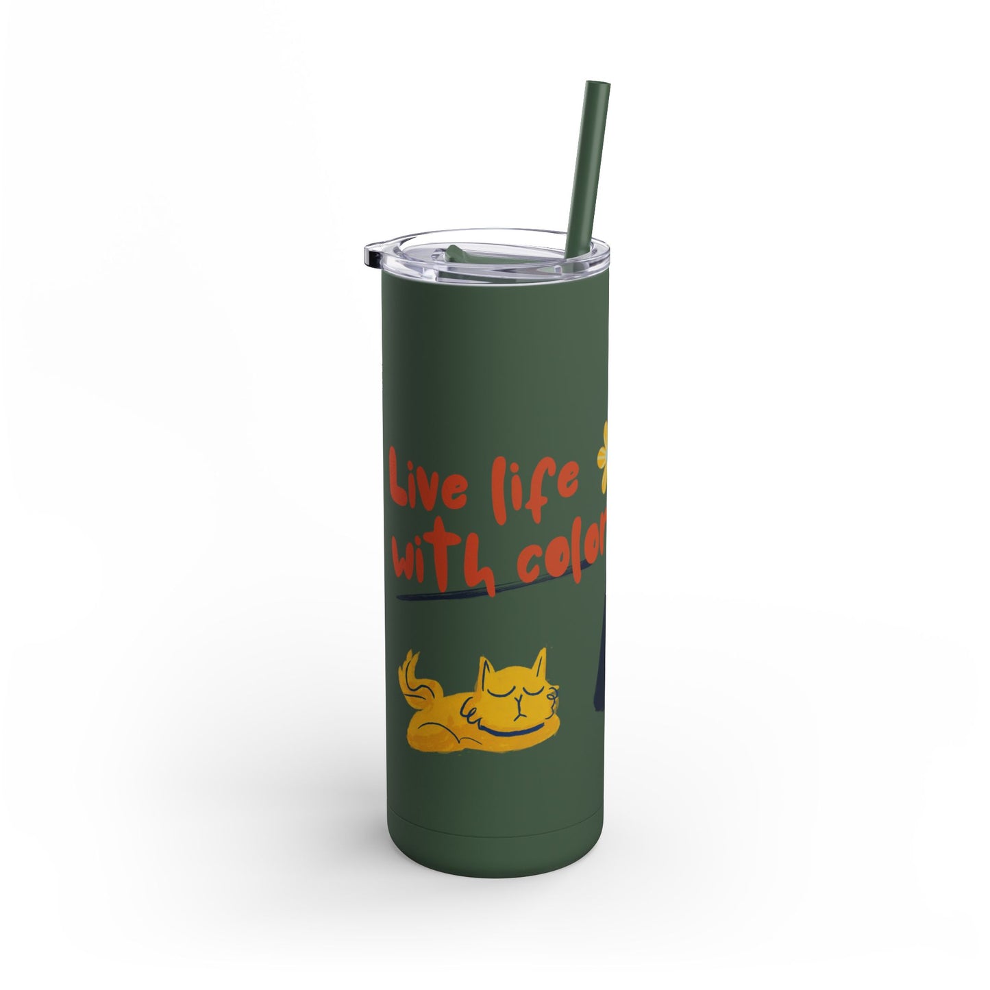 Vibrant Tumbler, Colorful Insulated Drinkware, Perfect Gift for Cat Lovers, Encouraging Mugs for Home and Office, Fun Female Gifting