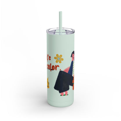 Vibrant Tumbler, Colorful Insulated Drinkware, Perfect Gift for Cat Lovers, Encouraging Mugs for Home and Office, Fun Female Gifting