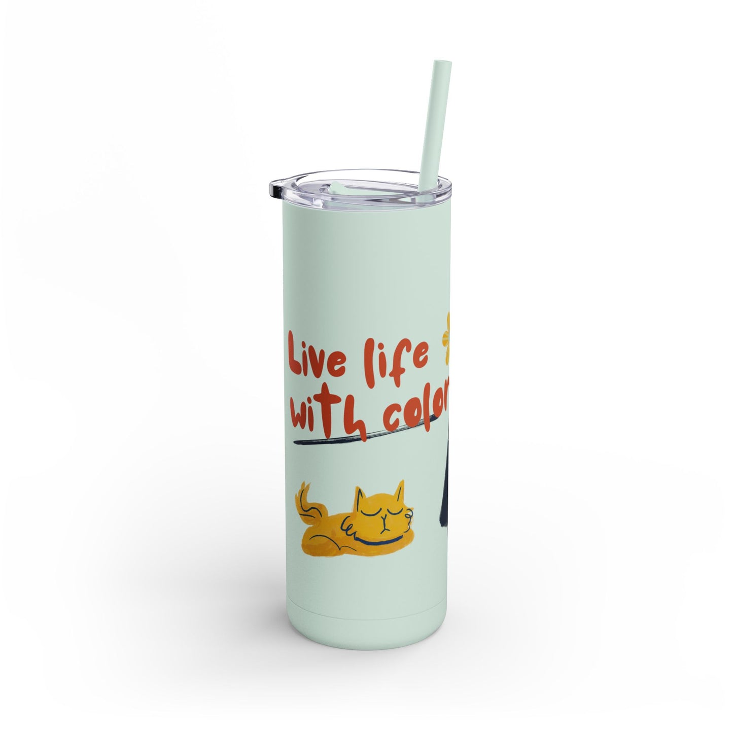 Vibrant Tumbler, Colorful Insulated Drinkware, Perfect Gift for Cat Lovers, Encouraging Mugs for Home and Office, Fun Female Gifting