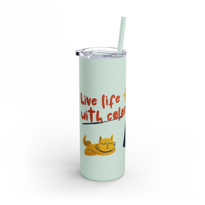 Vibrant Tumbler, Colorful Insulated Drinkware, Perfect Gift for Cat Lovers, Encouraging Mugs for Home and Office, Fun Female Gifting