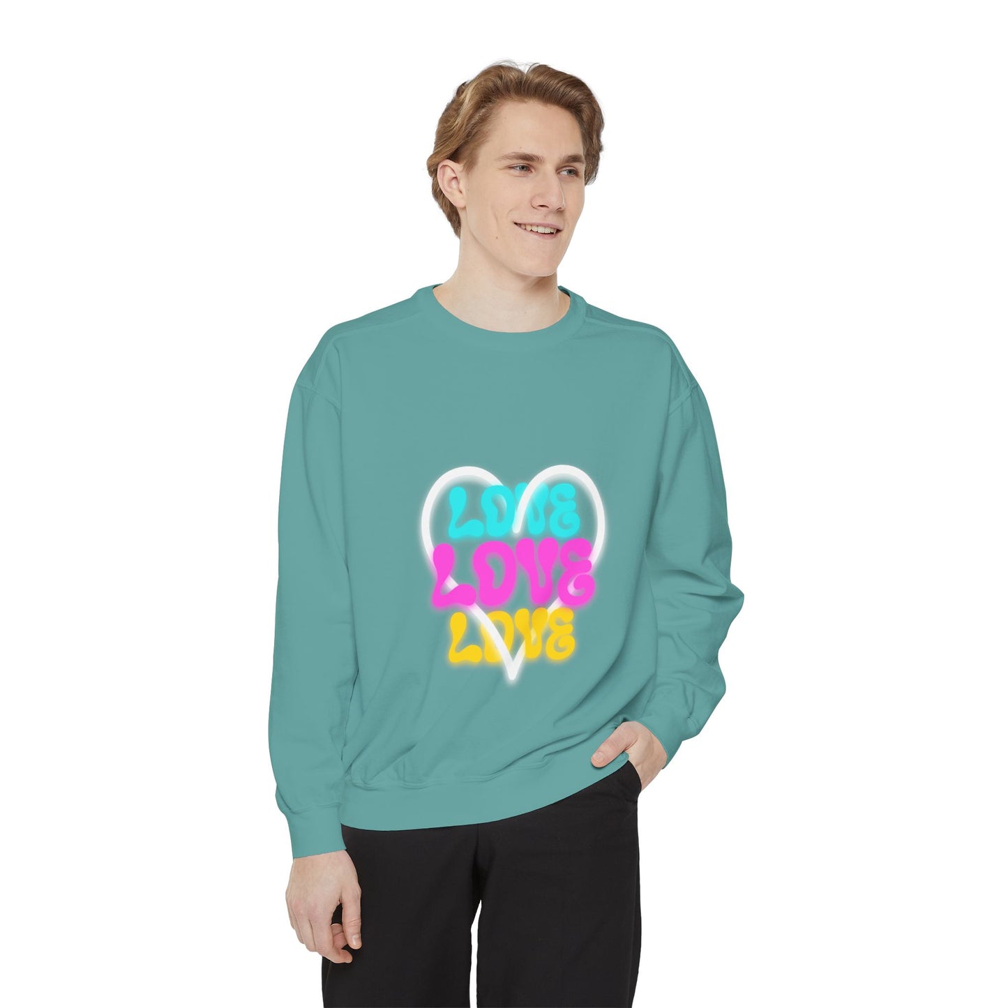 Valentine Unisex Garment-Dyed Sweatshirt - Love Gift, Heart Print Jumper, Valentine's Day Apparel, Romantic Pullover, Couples Matching Shirt